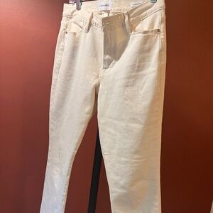 Frame ‘le high straight’ denim jeans in cream, size 29